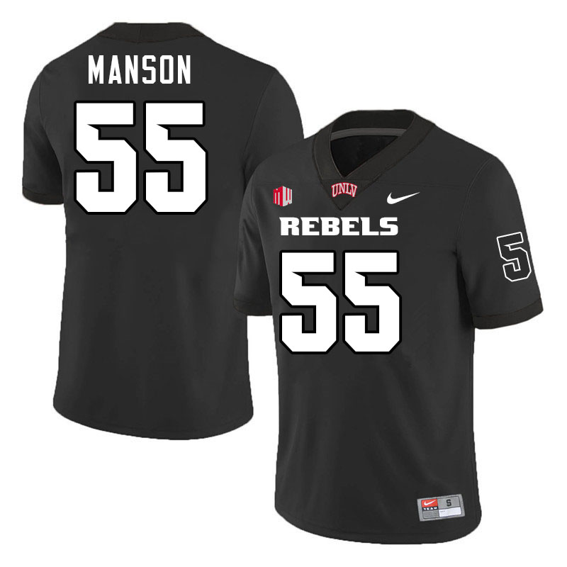#55 Donavan Manson UNLV Rebels College Football Jersey Stitched-Black